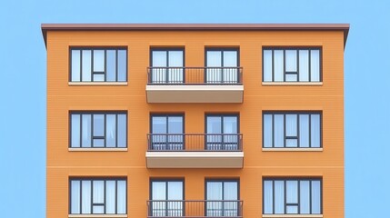 Fototapeta premium Modern apartment architecture vibrant urban building design with sunny blue sky minimalist facade apartment complex residential structure