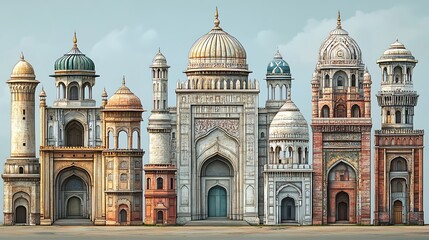 Obraz premium Ancient and classical world buildings with domes and spires high resolution photo