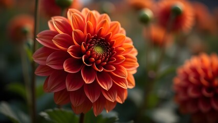 Close-up of Vibrant Orange Dahlias in Bloom in a Natural Garden Setting