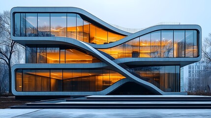 Urban minimalism in contemporary office complex high resolution photo