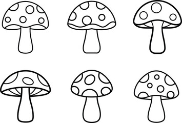  Vector illustration of mushrooms in line art style