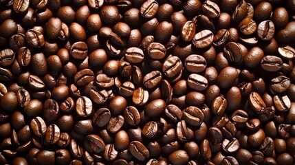 Fototapeta premium Roasted Coffee Beans Background Texture Rich Brown Coffee Beans Close Up