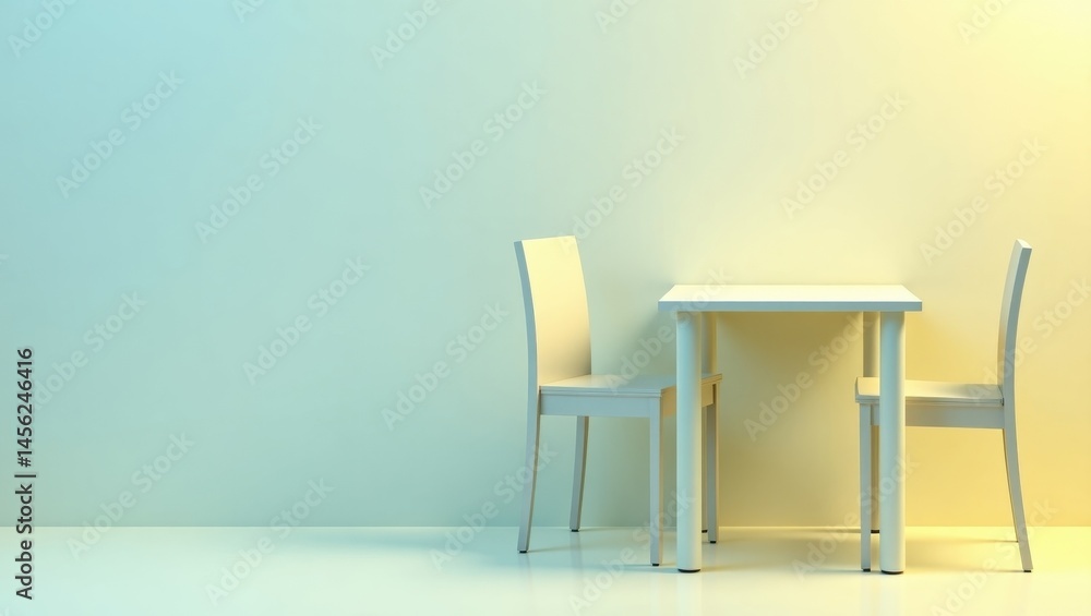 Poster two person table. intimate two-person space. isolated background, copyspace.. simple yet intimate tw