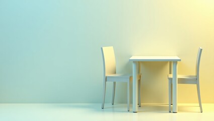 Two Person Table. Minimal white chairs and table modern interior desig