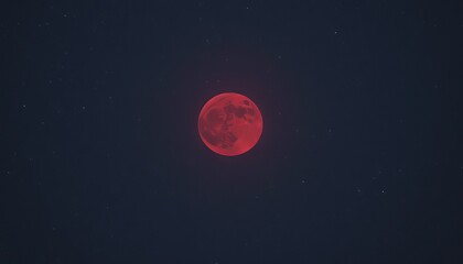 Blood moon - red moon in the night sky.