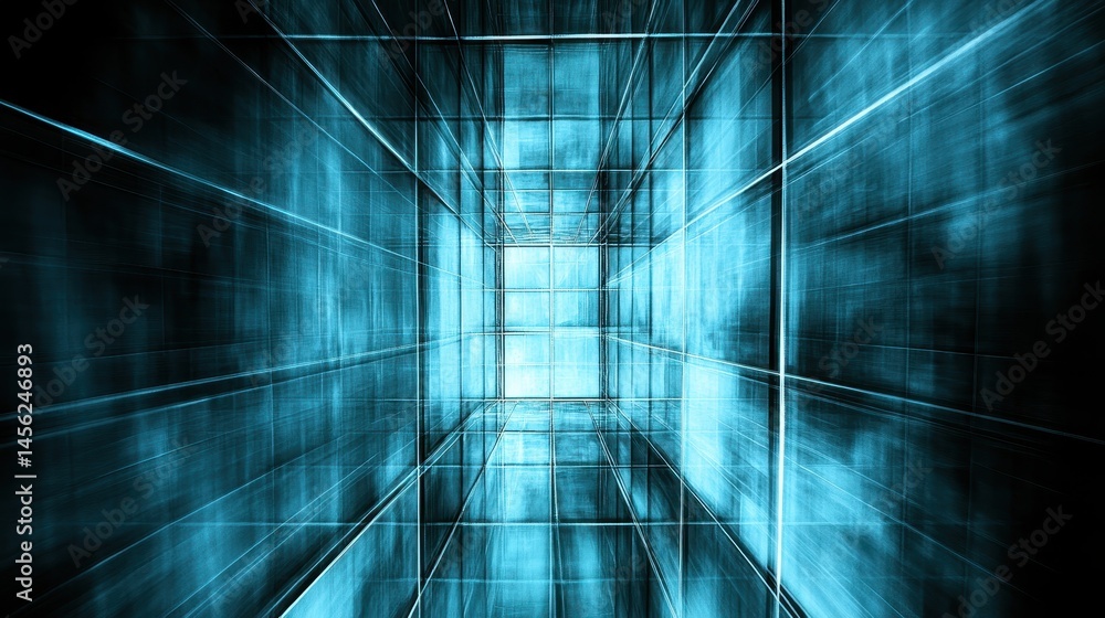 Aufkleber abstract cyberpunk passage leading to light future technology futuristic design with glowing data st