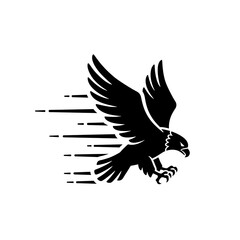 Obraz premium Eagle Flying Black Silhouette Graphic