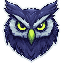 Fototapeta premium Majestic purple owl with piercing yellow eyes on transparent background