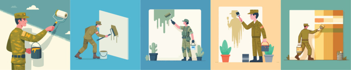soldier character vector is painting