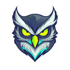 Cool owl logo on transparent background for games or teams