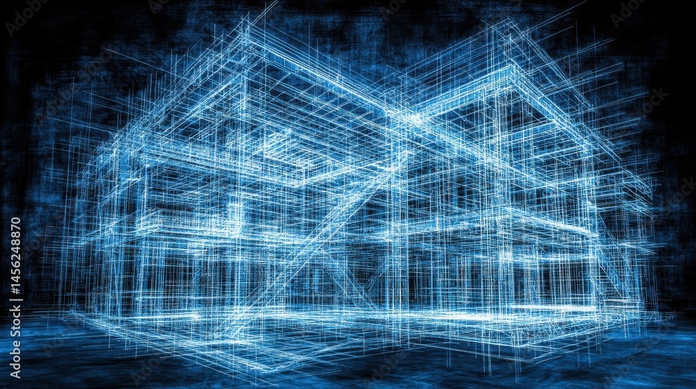 Poster abstract luminous structure a network representation of digital data with futuristic blue glow effec