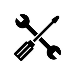 Screwdriver and Wrench Icon, Flat Vector Symbol for Tools, Repair, and Maintenance.