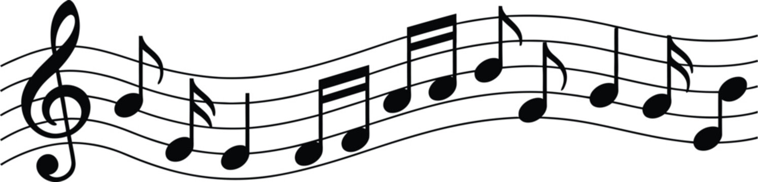 Musical Notes on Staff with Treble Clef