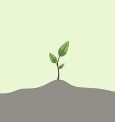 Vector illustration, a sprout sprouting from the ground