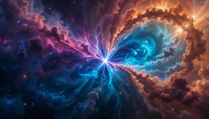 Colorful space galaxy cloud nebula. Stary night cosmos. Universe science astronomy. Supernova background wallpaper.