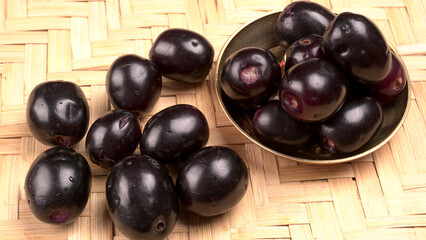 Jambul or Jamun (Syzygium cumini) isolated on white background 