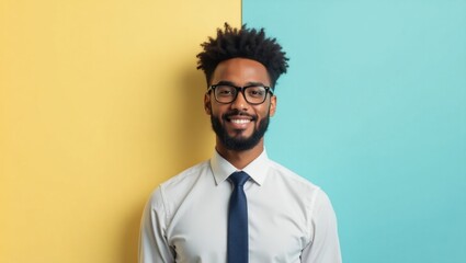 Unconscious Bias. Unconsciously judged. Male man model isolated background. Man stands before neutral-colored wall, symbolizing unseen judgment he faces due to unconscious bias.