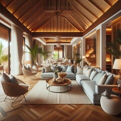 Comfortable and beautiful luxury villa interior design. lounge