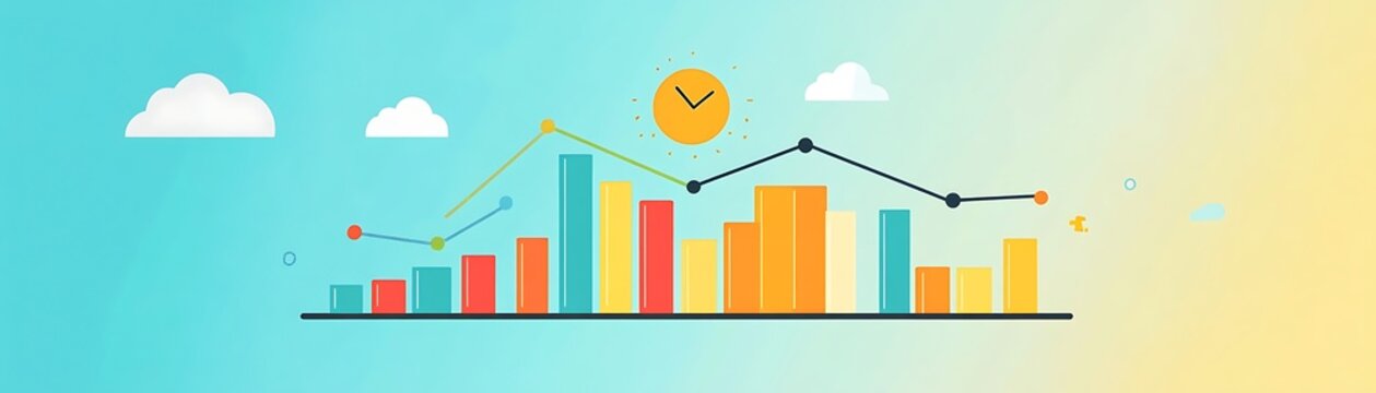 Colorful bar graph showing growth and decline over time