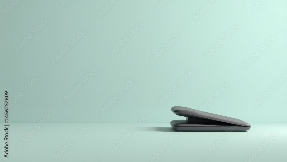 Poster under desk foot rest. fragile balance found. isolated background, copyspace.. humble footrest provid