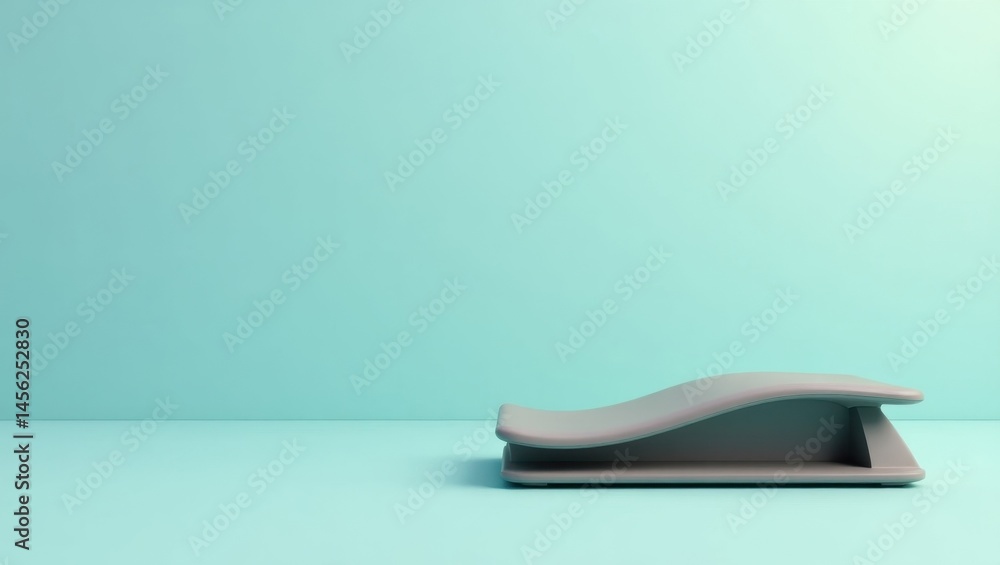Poster under desk foot rest. office desk relaxation. isolated background, copyspace.. computer mouse sits s