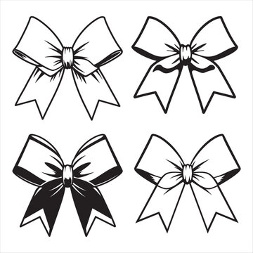 Cheer Bow Silhouette Design Clean Black and White Vector