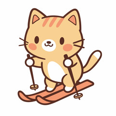 Cute skiing cat illustration