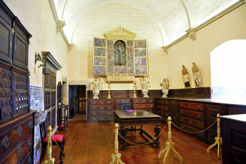 interior of the cathedral of santa maria consecrated in the 14th century, construction began in 1251 in Gothic style Faro Portugal