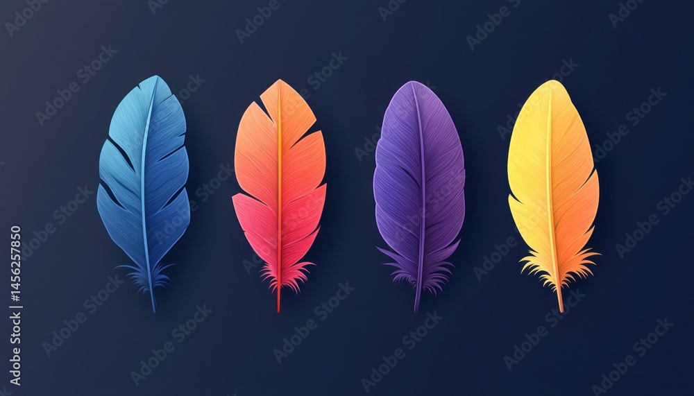 Aufkleber colorful feathers on dark background displaying vibrant and artistic elements for unique design proj