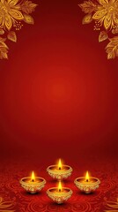 Diwali Diyas in the Festive Background, Indian Culture and Hindu Diwali Traditions