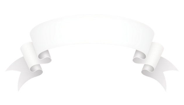 White Ribbon Banner with Transparent Background