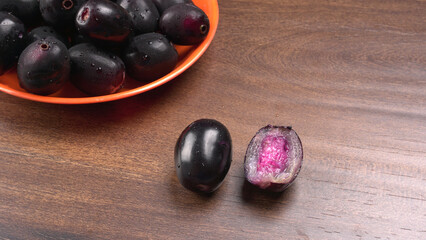 Jambul or Jamun (Syzygium cumini) isolated on white background 