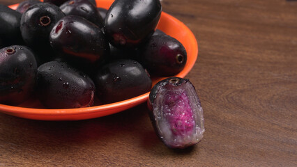 Jambul or Jamun (Syzygium cumini) isolated on white background 