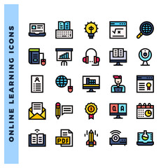 25 Online Learning Lineal Color icon pack. vector illustration.