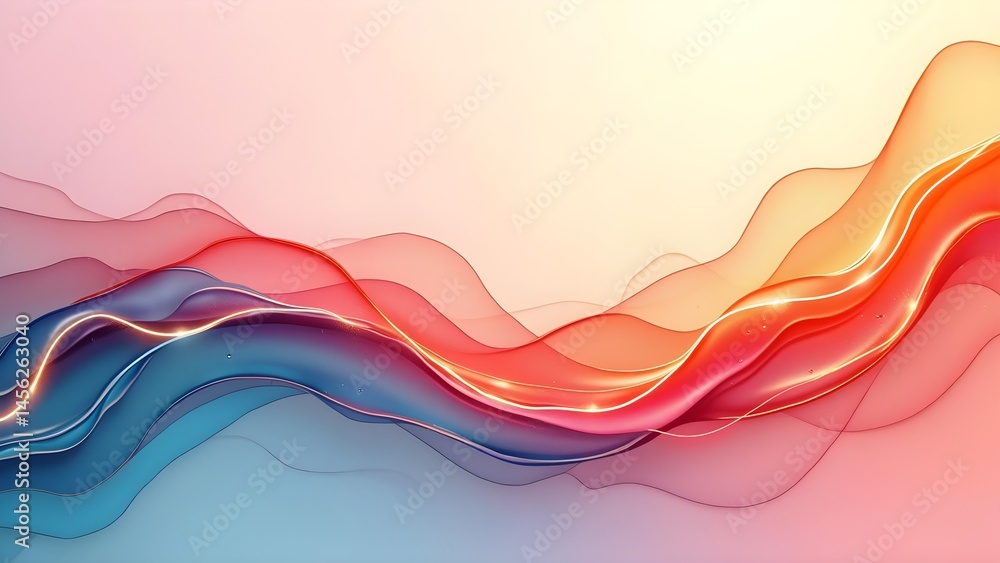 Poster abstract wavy design with gradient colors and glowing lines for modern backgrounds
