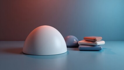 Useeffect. Minimalist white dome lamp with books on table modern inter