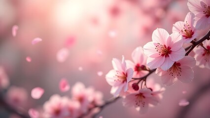 Fototapeta premium Soft Pink Cherry Blossoms in Springtime: A Dreamy Floral Display in Full Bloom
