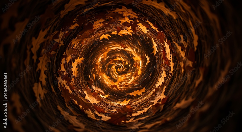 Poster swirling cascade of autumn leaves creating a warm, inviting visual vortex