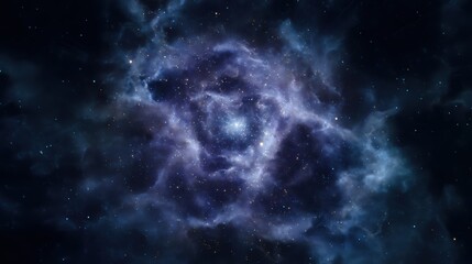 Obraz premium Vibrant cosmic nebula glowing in deep space with stars and a central area for creative messaging