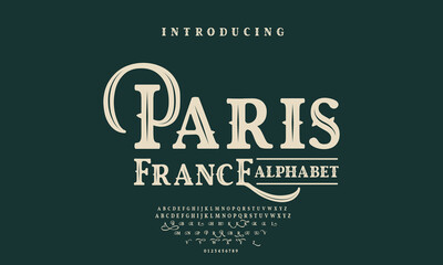 font alphabet Vintage paris france Victorian typeface decorative Font