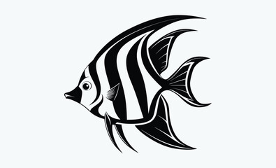 Angelfish silhouette, angelfish vector silhouette, icon, illustration on a white background