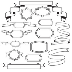 Obraz premium Vector Ribbon and Badge Set – Outline Design Collection