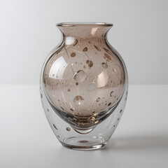 Stylish empty glass vase isolated on white