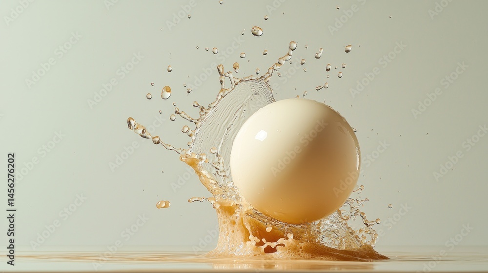Poster A sphere within liquid creating a splash against light background
