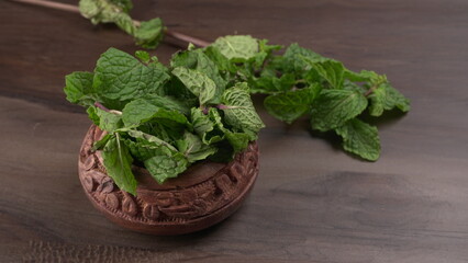 Ginger root vegetables and fresh mint leaves Concept health diet.
