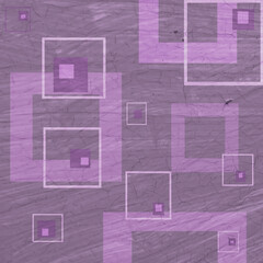 Purple geometric background with layered translucent squares and textured grunge effect. Modern abstract pattern ideal for digital art, stationery, retro themes, and creative design projects.