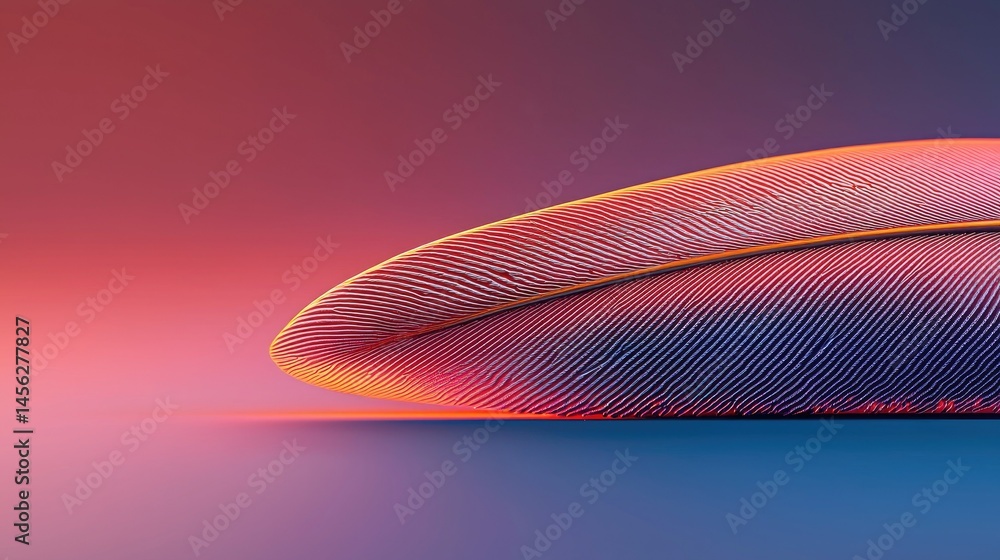 Poster a close up photograph showing a colorful and detailed feather