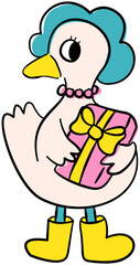 whimsical goose cartoon hand drawn colorful spring and summer element 
