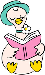 whimsical goose cartoon hand drawn colorful spring and summer element 