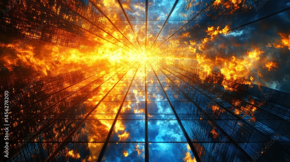 Poster celestial convergence of incandescent brilliance astride azure reflections a sublime cosmic gateway 